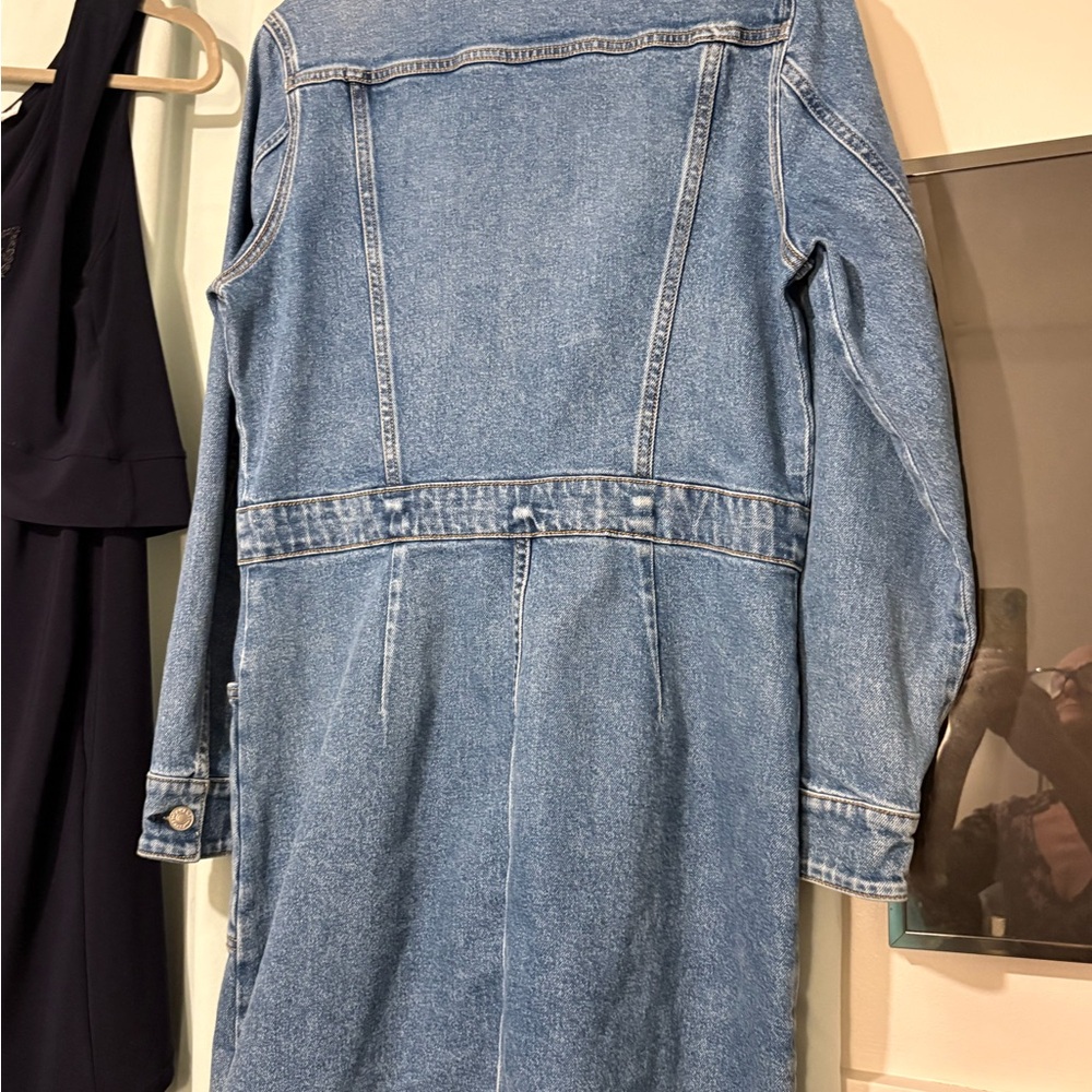 Faherty Blue Denim shirt dress Button-Front structured waist medium wash - Picture 6 of 6